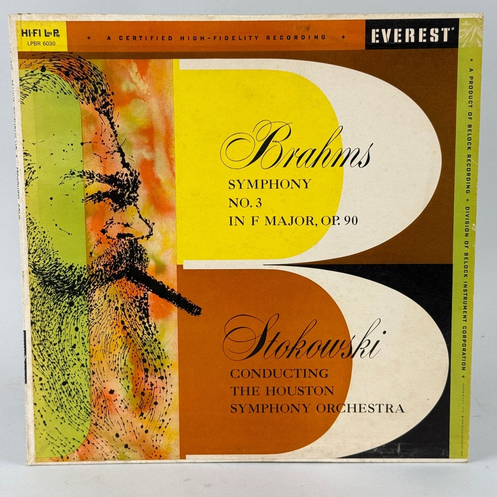 Brahms‎ Symphony No 3 Stokowski Houston Symphony Vinyl Record EX-NM